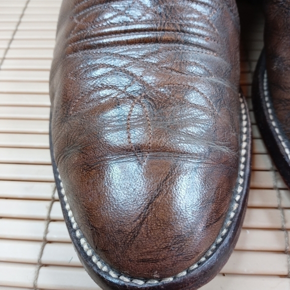 Nocona Cowboy Western Boots Dark Coffee Brown Skin - Picture 2 of 9